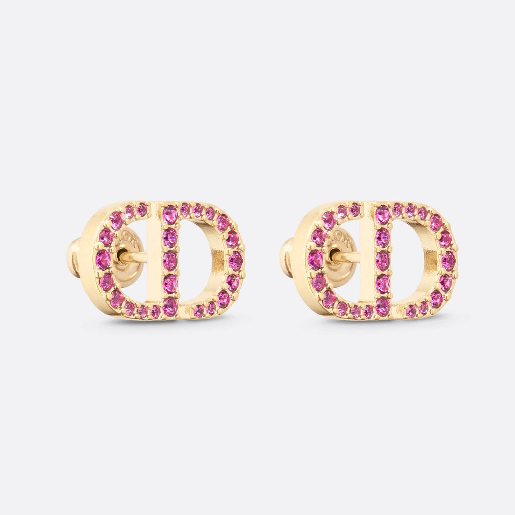Dior Petit Stud Fuchsia Crystals 18K Gold Earrings