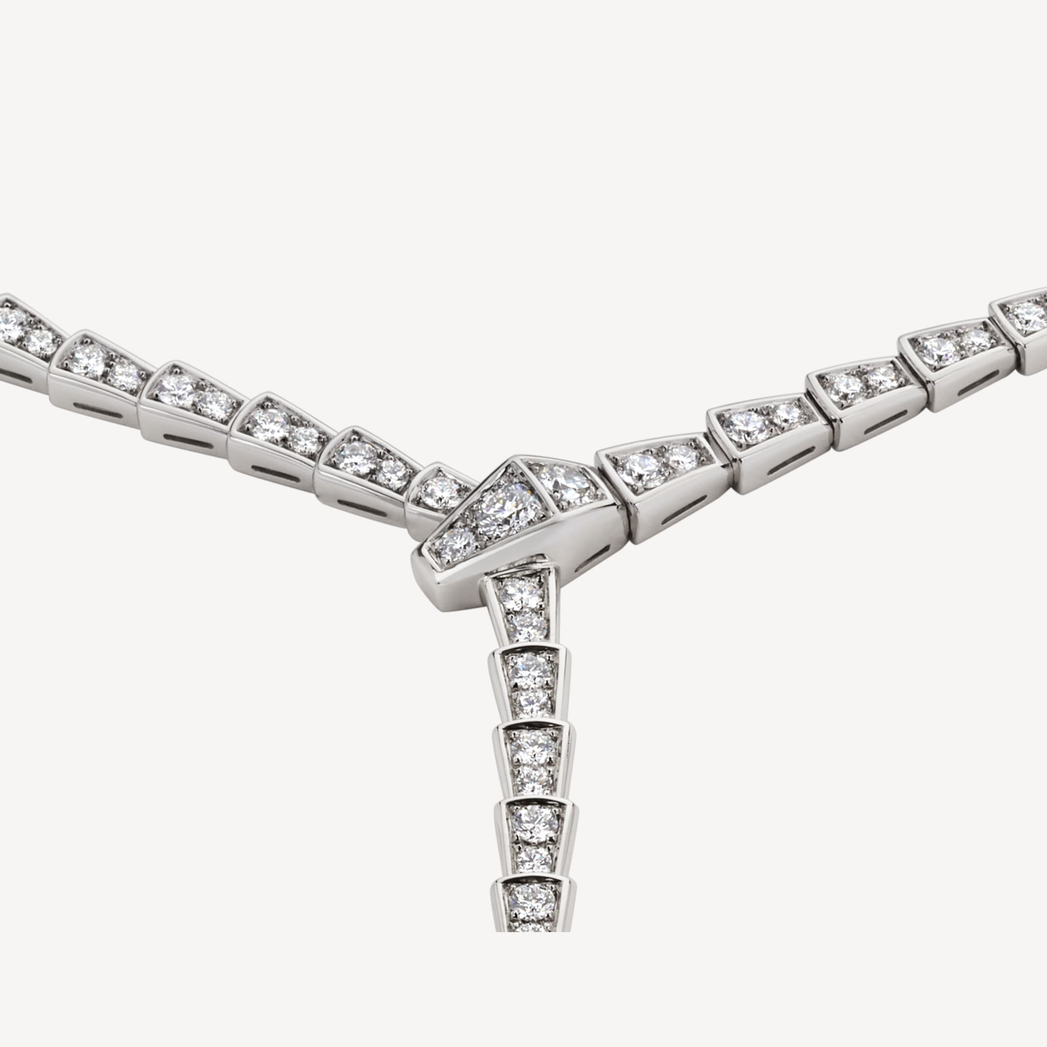 Bvlgari Serpenti Viper Full Pave Diamonds 18K Gold Necklace