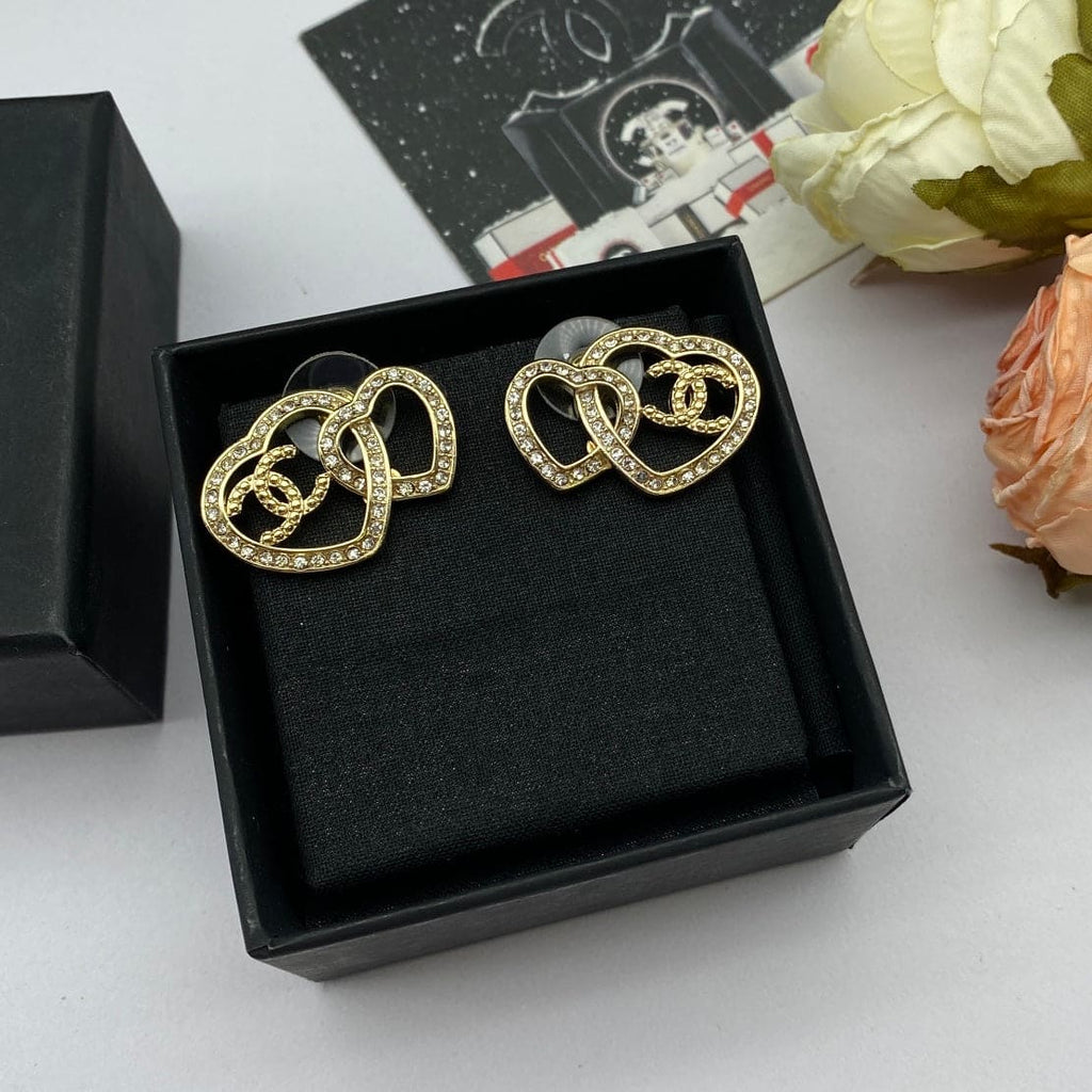 Chanel Heart Diamonds 18K Gold Earrings