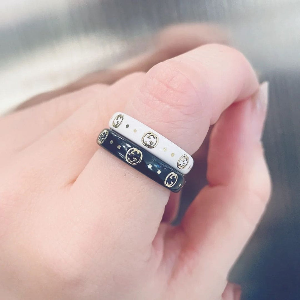 Gucci Double Icon White Zirconia 18K Gold Ring