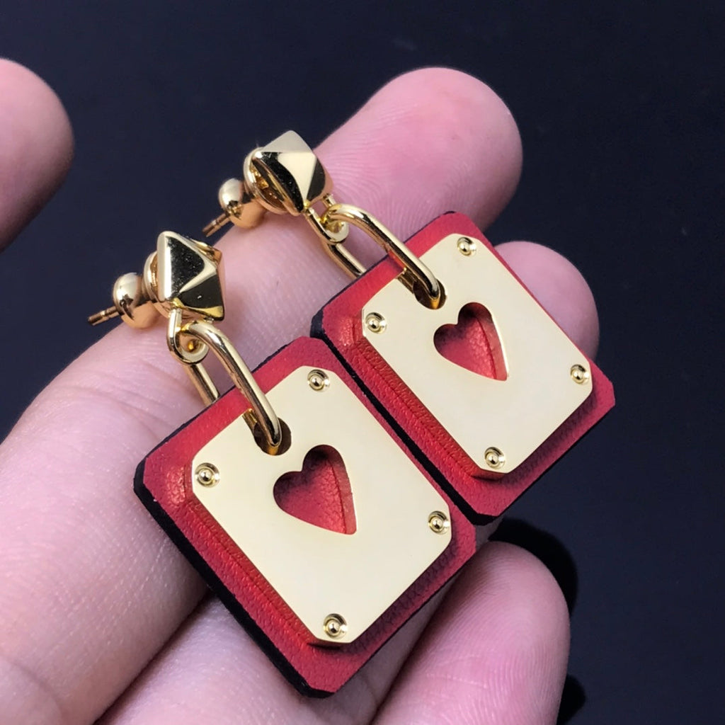 Hermes As De Celine Red 18K Gold Earrings