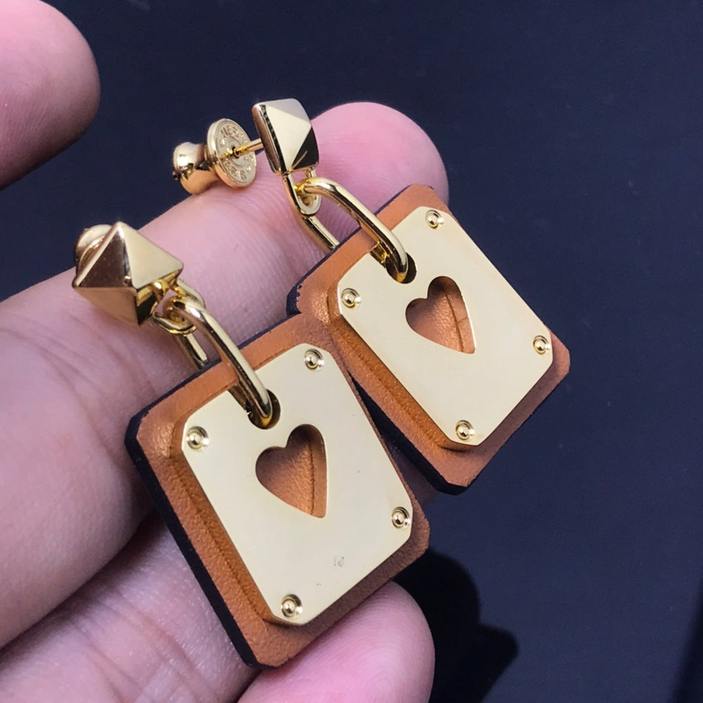 Hermes As De Celine Brown 18K Gold Earrings