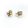Chanel Pearl Heart 18K Gold Earrings