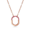 Tiffany Lock Pink Pave Diamonds 18K Gold Necklace