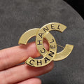 Chanel Script 18K Gold Brooch