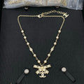 Chanel Bow Tie Diamond Gold 18K Gold Necklace