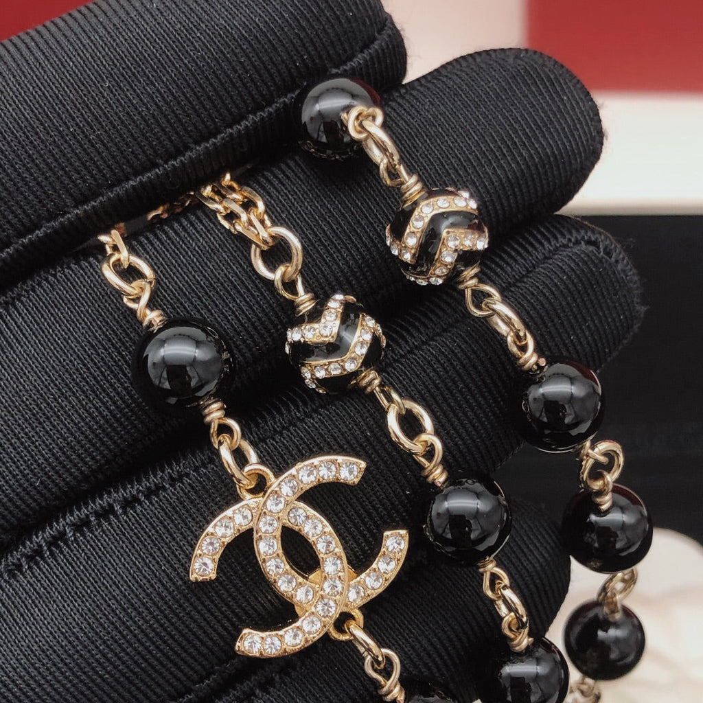 Chanel Black Pearls 18K Gold Necklace