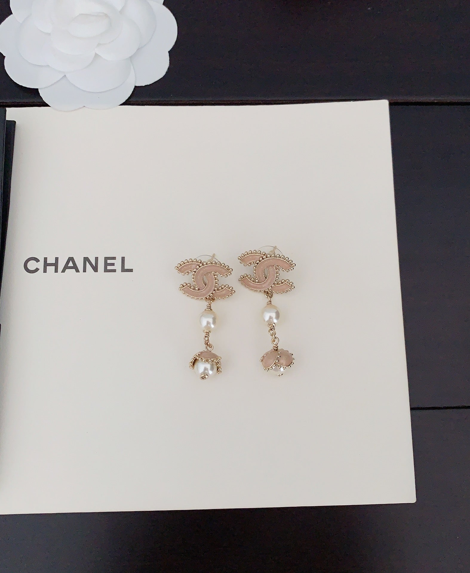 Chanel Pearl Crystals 18K Gold Earrings
