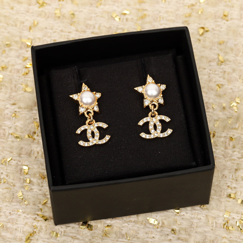 Chanel Star Crystals 18K Gold Earrings