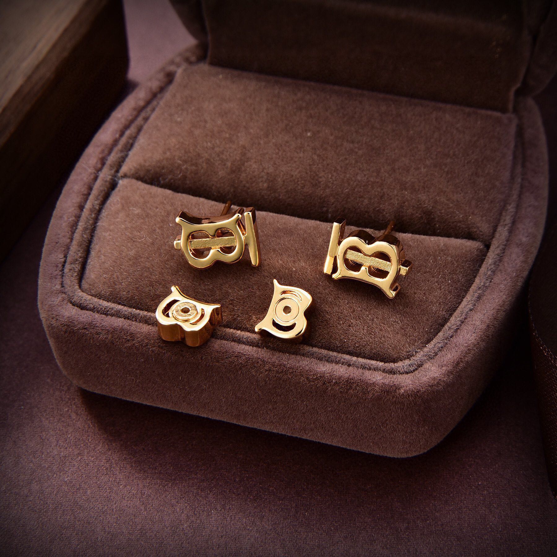 Balenciaga Logo 18K Gold Earrings