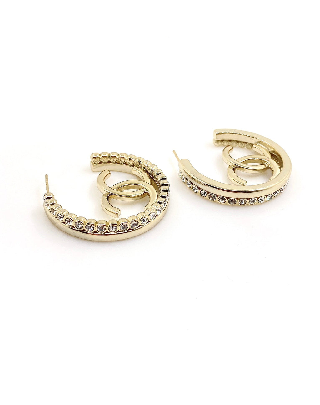 Chanel Circle Crystals 18K Gold Earrings