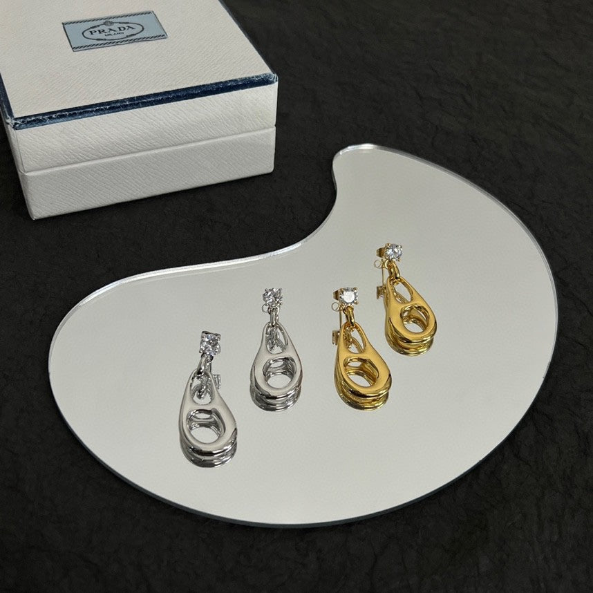 Prada Inverted Triangle 18K Gold Earrings