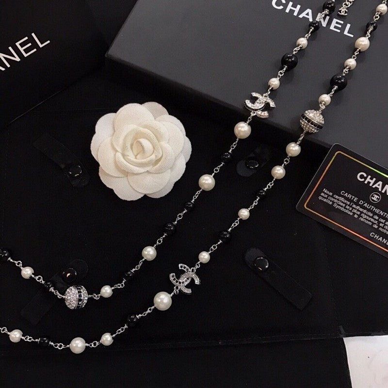 Chanel Long Black Pearl 18K Gold Necklace