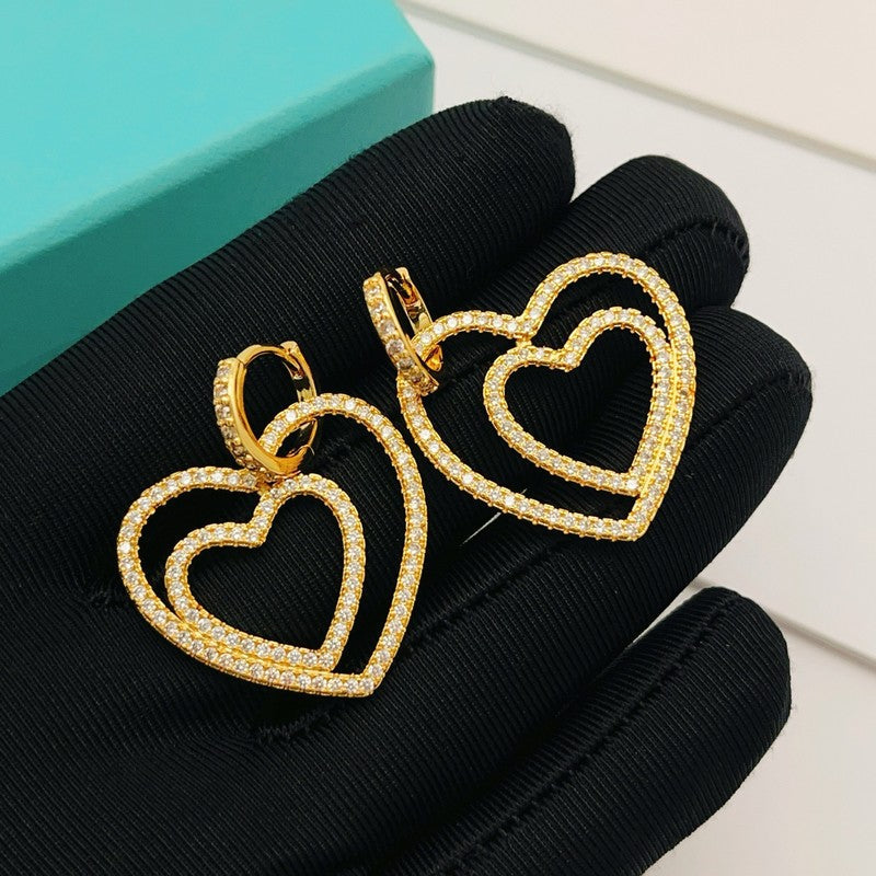 Tiffany Heart Diamond 18K Gold Earrings