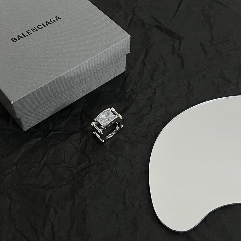 Balenciaga Crystal 18K Gold Ring