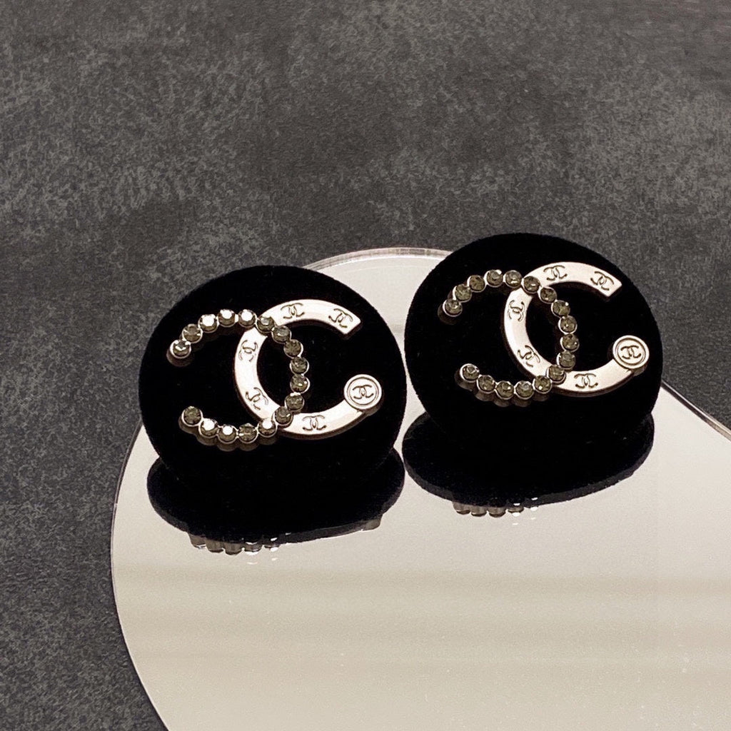 Chanel Black Resin Crystals 18K Gold Earrings