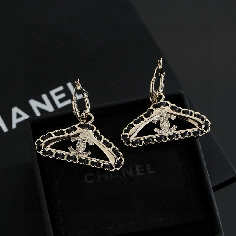 Chanel Coat Hanger 18K Gold Earrings
