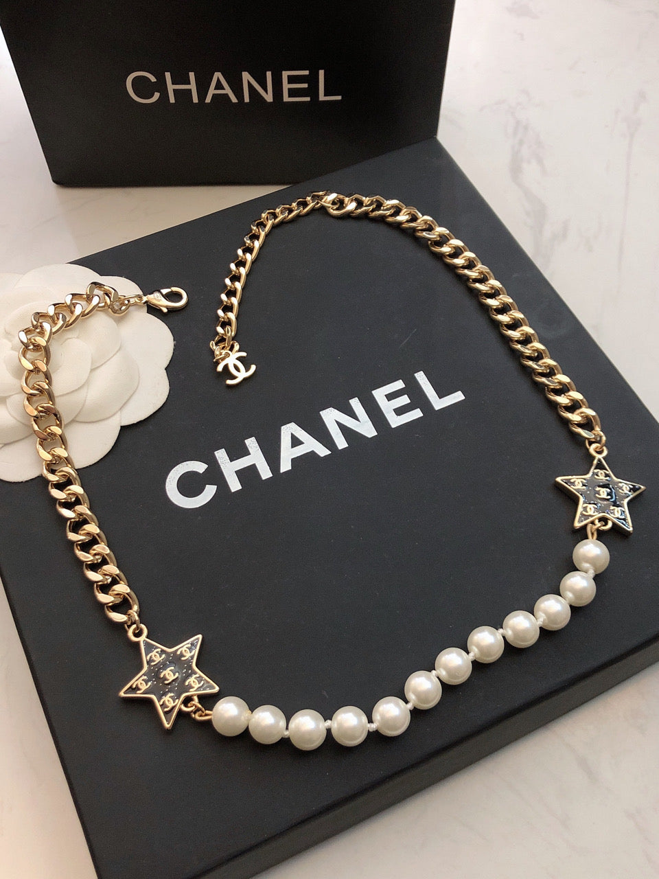 Chanel Star Pearls 18K Gold Necklace