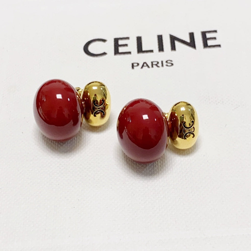 Celine Red 18K Gold Earrings