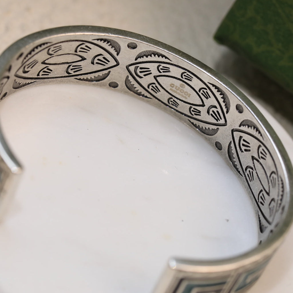 Double Gucci Cube Green Wide Bracelet