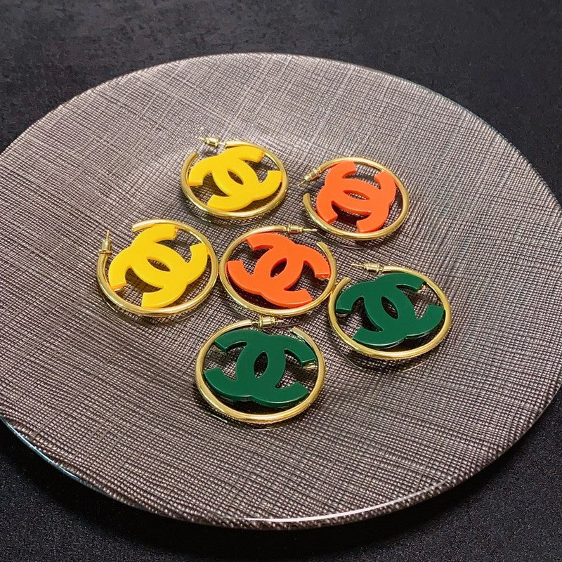 Chanel Color Logo 18K Gold Earrings