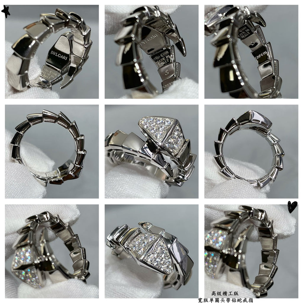 Bvlgari Serpenti Viper Head Diamond 18K Gold Ring