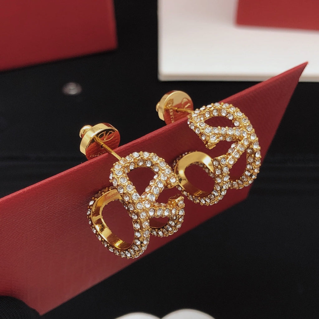 Valentino Diamonds Open 18K Gold Earrings