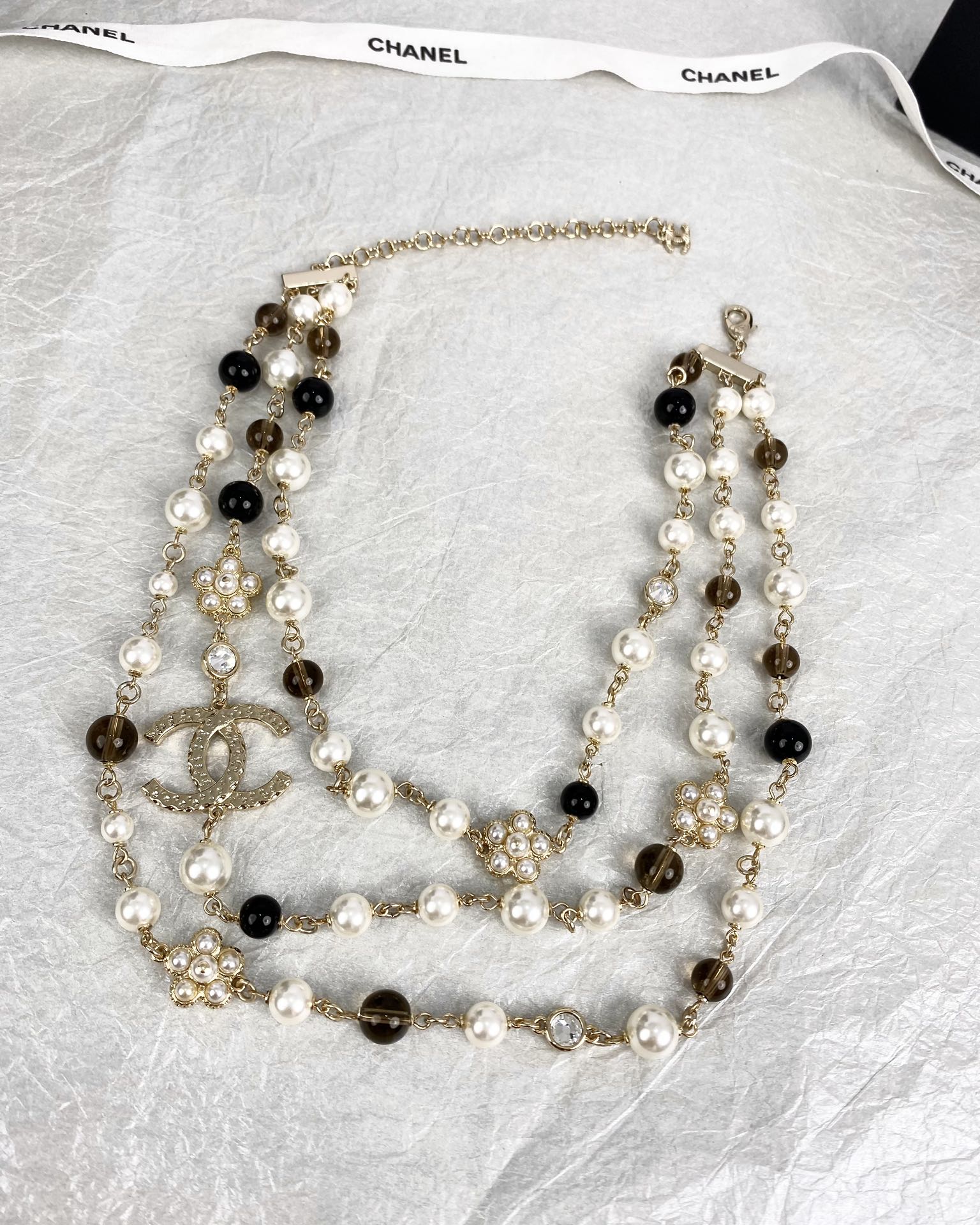 Chanel 24B Long Pearls 18K Gold Necklace